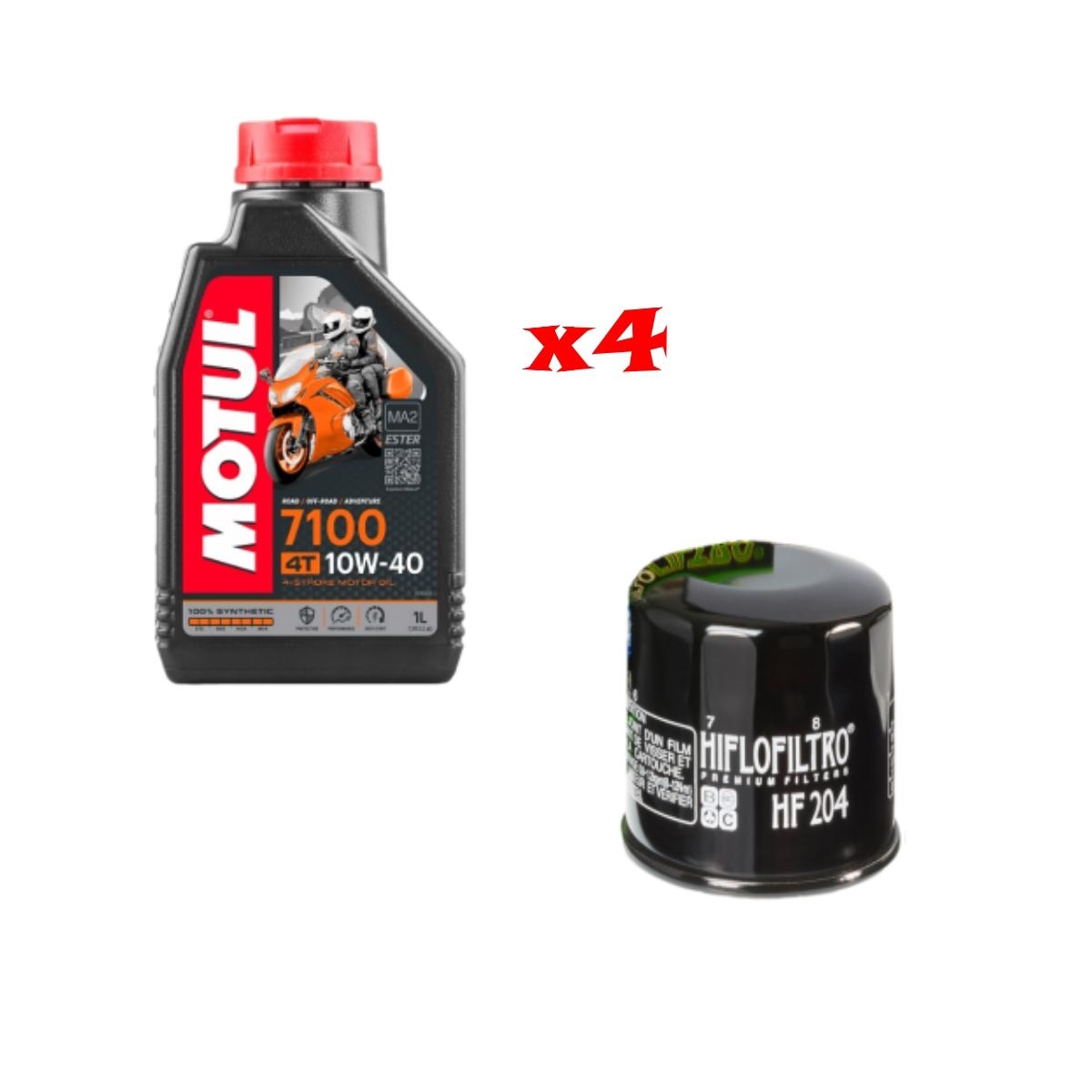 Kit Tagliando 3 LT Di Motul 7100 10w40 E Filtro Hiflo HF 204 Per Moto ...