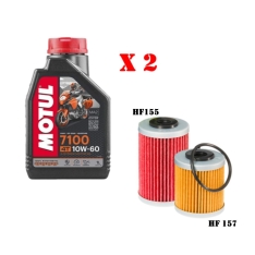 Immagine 1 di Kit Tagliando 2 LT di Motul 7100 10w60 e Filtro Hiflo HF 155 e HF 157 per KTM thumbnail