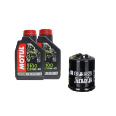 Immagine 1 di Kit Tagliando 2 LT di Motul 5100 10w40 e Filtro Hiflo HF183 per Piaggio da 125 a 250 thumbnail