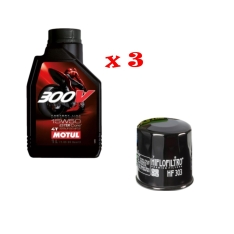 Immagine 1 di Kit Tagliando 3 LT di Motul 300v 15w50 e Filtro Hiflo HF 303 Per Moto Honda Kawasaki Yamaha thumbnail