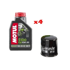 Immagine 0 di Kit Tagliando 4 LT di Motul 5100 10w30 e Filtro Hiflo HF 303 Per Moto Honda Kawasaki Yamaha new thumbnail