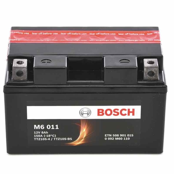 Batteria Bosch M6011 TTZ10S-BS 12 V 8.6 AH Sigillato Con Acido A Corredo Aprilia Honda Suzuki Sym Ktm 125 150 500 450 550 600 1000 690 790 890 - Batterie