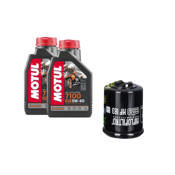 Kit Tagliando 2 LT di Motul 7100 05w40 e Filtro Hiflo HF183 per Piaggio da 125 a 250 - Kit Tagliando