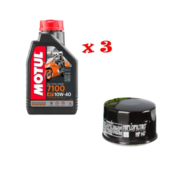 Kit Tagliando 3 LT di Motul 7100 10w40 e Filtro Hiflo HF 147 per Yamaha T-Max 500 530 Xciting 500 - Kit Tagliando