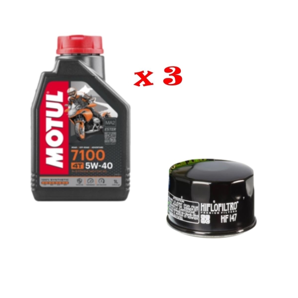 Kit Tagliando 3 LT di Motul 7100 05w40 e Filtro Hiflo HF 147 per Yamaha T-Max 500 530 Xciting 500 - Kit Tagliando