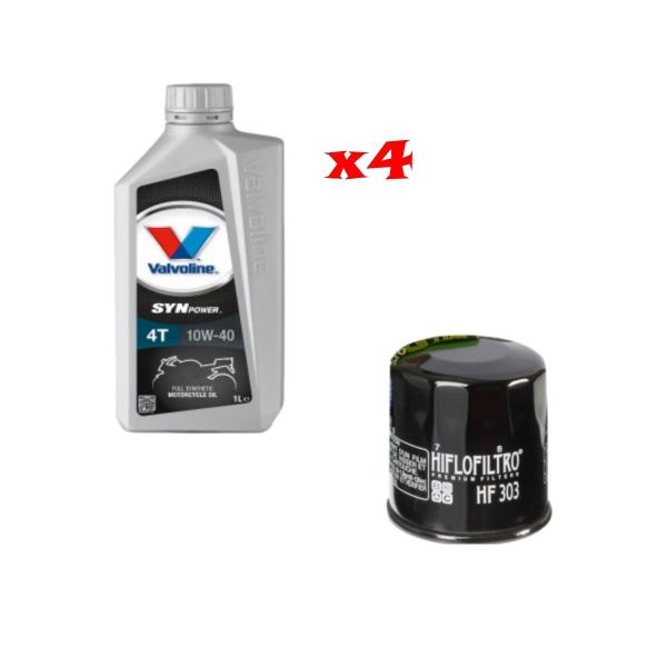 Kit Tagliando 4 LT di Valvoline Syn Power 10w40 e Filtro Hiflo HF 303 Per Moto Honda Kawasaki Yamaha - Kit Tagliando