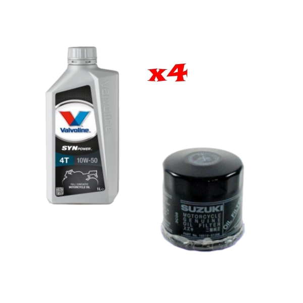 Kit Tagliando 4 LT Di Valvoline Syn Power 10w50 Filtro Originale Suzuki 16510-07J00 per moto Suzuki - Kit Tagliando