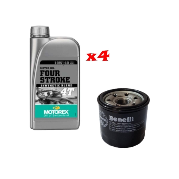 Kit Tagliando 4 LT Di Motorex Cross Power 10w40 e Filtro Originale Benelli per Benelli Leoncino e TRK - Kit Tagliando