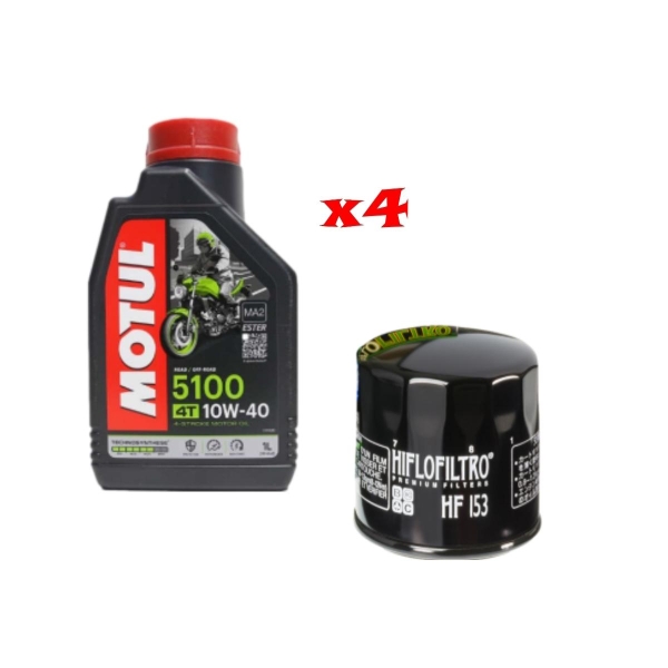 Kit Tagliando 4 LT Di Motul 5100 10w40 e Filtro Hiflo HF153 per Ducati Hypermotard Scambler Multistrada Monster XDiavel - Kit Tagliando