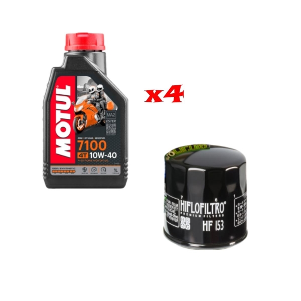 Kit Tagliando 4 LT Di Motul 7100 10w40 e Filtro Hiflo HF153 per Ducati Hypermotard Scambler Multistrada Monster XDiavel - Kit Tagliando