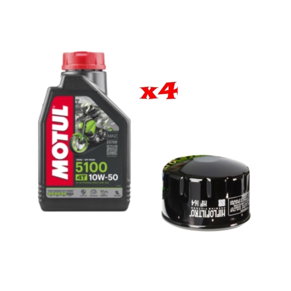 Kit Tagliando 4 LT Di Motul 5100 10w50 e Filtro Hiflo HF164 per Moto BMW - Kit Tagliando