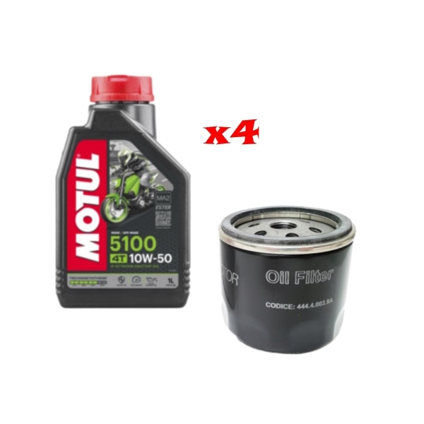 Kit Tagliando 4 LT Di Motul 5100 10w50 e Filtro Originale Ducati per Ducati Hypermotard Scambler Multistrada Monster XDiavel - Kit Tagliando