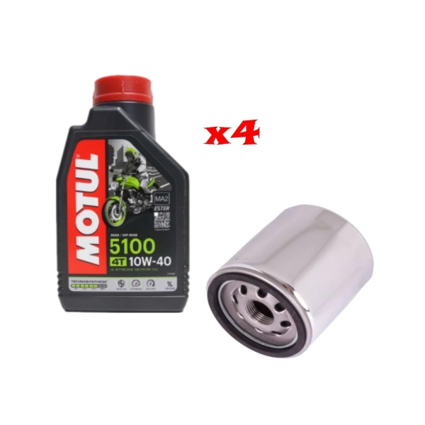 Kit Tagliando 4 LT di Motul 5100 10w40 e Filtro Champion COF074 per Harley Davidson V-Rod - Kit Tagliando