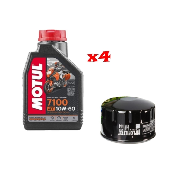 Kit Tagliando 4 LT Di Motul 7100 10w60 e Filtro Hiflo HF164 per Moto BMW - Kit Tagliando