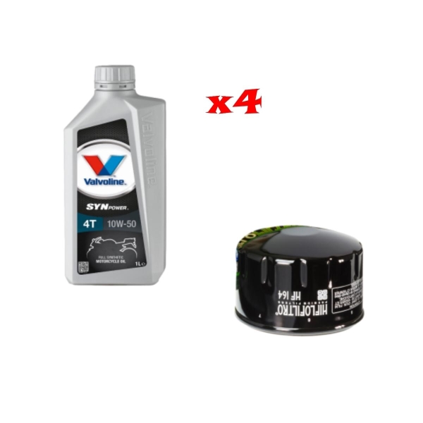 Kit Tagliando 4 LT Di Valvoline Syn Power 10w50 e Filtro Hiflo HF164 per Moto BMW - Kit Tagliando