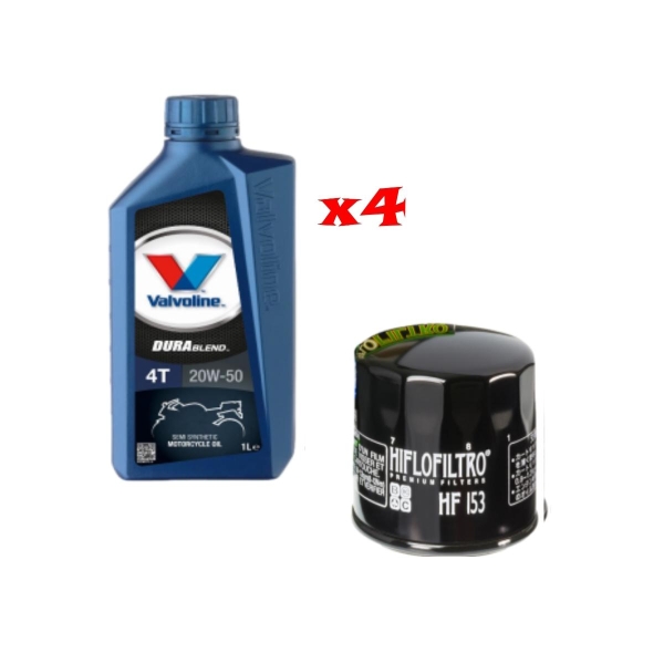 Kit Tagliando 4 LT Di Valvoline Dura Blend 20w50 e Filtro Hiflo HF153 per Ducati Hypermotard Scambler Multistrada Monster XDiavel - Kit Tagliando