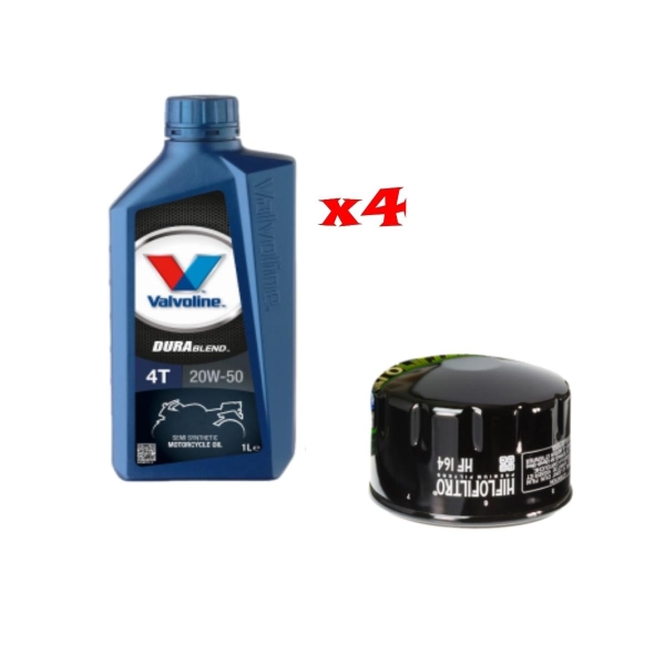 Kit Tagliando 4 LT Di Valvoline Dura Blend 20w50 e Filtro Hiflo HF164 per Moto BMW - Kit Tagliando